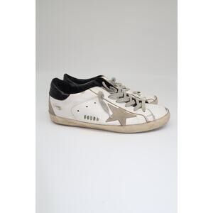 Golden Goose White Leather Superstar Low-Top Sneakers with Suede Trim Size 39